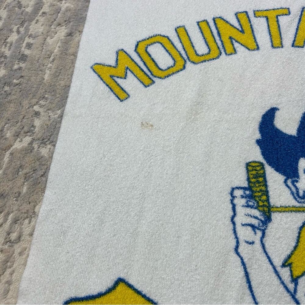 Vintage West Virginia University Cuddle up with a Mountaineer Beach Towel 90s - Picture 7 of 8